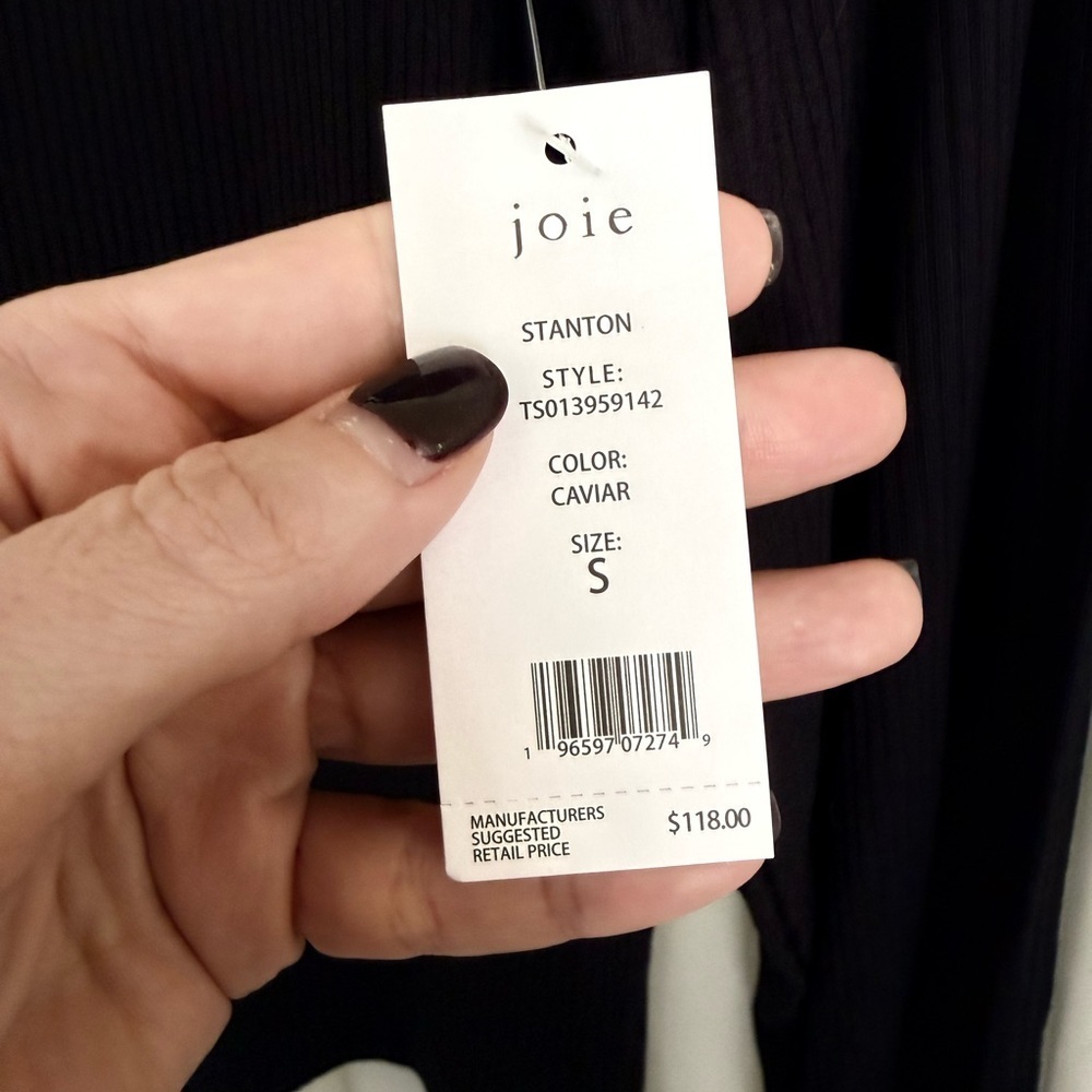 NWT Joie Black Long Sleeve and One Shoulder Top Size Small - Picture 3 of 6